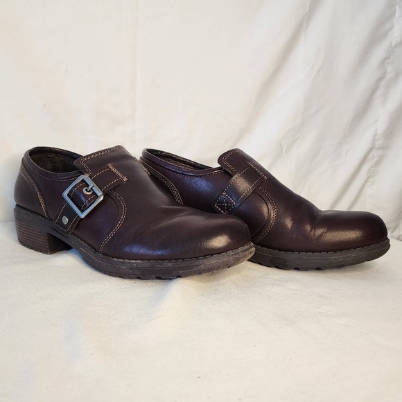 Eastland Shoes - Eastland Leather Buckle Accent Clogs Comfort Shoes Brown Size 10